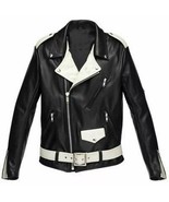 Nueva chaqueta de motociclista de moda suave pura genuina de cuero NEGRO... - $221.95 CAD+