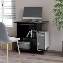 Computer Desk Black Engineered Wood Compact Rollable - $135.99