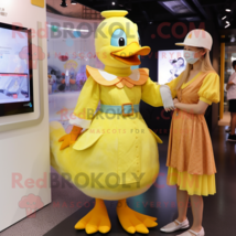 Lemon Yellow Muscovy Duck mascot costume character dressed with a Mini Dress and - $1,299.00