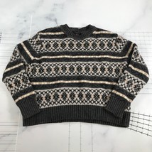 J Crew Sweater Mens Small Gray Beige Gray Nordic Fair Isle Lamsbwool Thick - £29.19 GBP