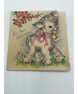 Vintage Embossed The DA Line Birthday Card Dated 1950 Postcard Rare Lamb - £3.72 GBP