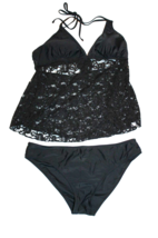 Bomin Black Lace Tankini Swimsuit Top &amp; Bottoms Size XL NEW NIB - $18.00