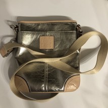 Coach Swingpack East Metallic SilverCrossbody Bag Leather Trim Adjustabl... - $32.10