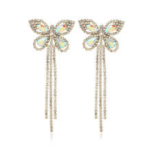 Crystal &amp; Cubic Zirconia Butterfly Tassel Drop Earrings - £11.98 GBP