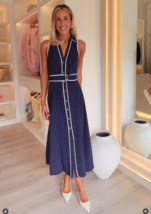 ZARA BNWT 2025. BLUE WHITE POLKA DOT MIDI DRESS BELT. 8349/750/044 - $94.07