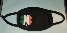 Irish Shamrock Reusable Face Mask Black Triple Layer - $10.00