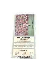 1987 Oklahoma Sooners @ Colorado Buffaloes Football Ticket 10/24/87 Bieniemy Fr. - £15.56 GBP