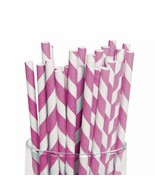 Hot Pink Striped Paper Straws - Birthday Baby Shower Party Supplies - 24... - $13.70 CAD