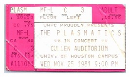 The Plasmatics Wendy O.Ticket Stub University De Houston Novembre 25 1981 - £90.17 GBP