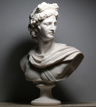 Apollo Greek Roman God Bust Head Cast Marble Statue Sculpture Handmade 12.6 in - £78.68 GBP