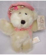 Dan Dee Teddy&#39;s Teddy WHITE BEAR W/ PINK HAT &amp; BOW 8&quot; Plush Stuffed Anim... - $15.35