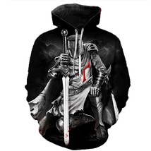 Knights Templar 3D Printed Hooded Sweatshirts Men Women Fashion Casual Pullover  - £47.78 GBP