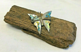 Nice Sterling Silver Abalone Butterfly Pin Brooch 6.76g Jewelry Pink Blue Cream - £23.93 GBP