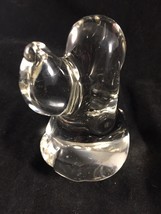 Vintage Clear Art Glass Dog Figurines / Paperweight Droopy Dog...Snoopy  - $9.87
