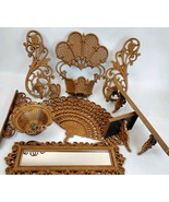 1970s Burwood Basket Set Rattan/Cane/Wicker Wall Shelf/Mirror/Pocket Fan... - $2,775.87 MXN