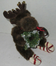 Unipak Winter Skiing stuffed animal Chocolate Moose Wreath Christmas Decoration - £20.81 GBP