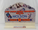 Molson 15 Pack Store Display Stand-Up Countertop Sign Vtg 1990s Beer Adv... - $38.52