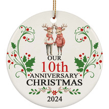 Cute Deer Couple Ornament Our 10th Anniversary Christmas 10 Years In Lov... - $15.79