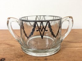 Vtg Art Deco Floral Etched Painted Double Handle Clear Glass Cup Mug Sug... - £31.44 GBP