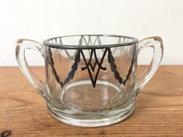 Vtg Art Deco Floral Etched Painted Double Handle Clear Glass Cup Mug Sug... - $39.59