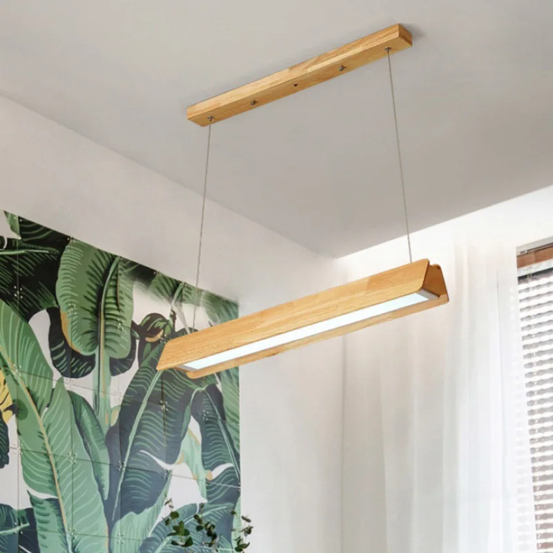 Log Led light Office Chandelier Simple Long Strip Hanging Lamp Nordic di... - $130.78+