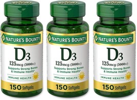 Nature&#39;s Bounty Vitamin D3 125 mcg-5000 IU Softgels, Maximum Strength 150 ea ( P - £25.00 GBP