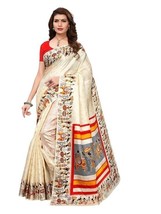 Women&#39;s Art Silk Printed Saree with Unstitched Blouse Piece sari - £1.56 GBP