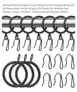 50 Pieces Metal Drapery Curtain Rings Curtain Hanging Rings And 50 Piece... - $185.88 MXN