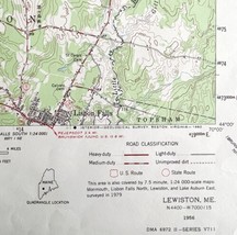 Map Lewiston Maine 1956 Topographic Geo Survey 1:62500 22 x 18&quot; TOPO3 - £35.30 GBP