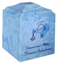 Small/Keepsake 45 Cubic Inch Wedgewood Blue Angel Marble Cremation Urn for Ashes - £150.97 GBP