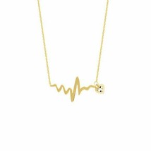 14K Solid Yellow Gold Heart Beat Dangle Heart DC Necklace 16&quot;-18&quot; Adjustable - £215.82 GBP