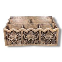 Lerner Desk Caddie Organizer Carved Wood Look Thermoplastic Vtg 50s Mid Century - £15.91 GBP
