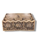 Lerner Desk Caddie Organizer Carved Wood Look Thermoplastic Vtg 50s Mid ... - £15.67 GBP