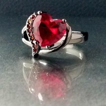 Heart Ring Red Zircon Sizes 6 7 & 8 Fashion Jewelry image 2