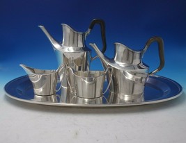 Charlotte by Hans Hansen Danish Sterling Silver Tea Set 4pc with Tray (#5190) - £5,535.58 GBP