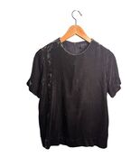 Cos Gray Velvet Short Sleeve Top with Back Zipper, EU Sz 36 - $496.76 MXN