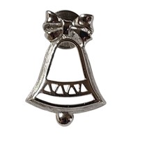 Silver Bell Shaped Lapel Pin Festive Christmas Holiday - $7.95