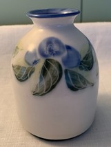 Vintage Artist Signed Handcrafted Studio Pottery Vase  W / Blueberries - $17.23
