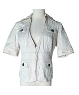London Jean Chino Light Khaki Beige Short Sleeve Safari Jacket V Necklin... - $21.77