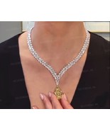 Delicate 925 Sterling Silver  20Ct Pear Cut Simulated Citrine Drop Necklace - $7,539.45 MXN