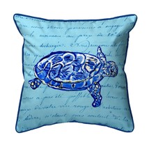 Betsy Drake Sea Turtle Blue Script Extra Large Zippered Pillow 22x22 - £63.30 GBP