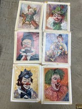 Lot of Six Vintage 8&quot; x 10&quot; Clown Art Prints, Signed Michele - Scary Or Cute - £9.49 GBP