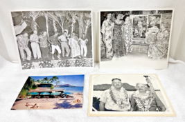 Vintage Hawiian Hula Girl &amp; Men Photo &amp; Large Halekulani Hotel Postcard - $12.38