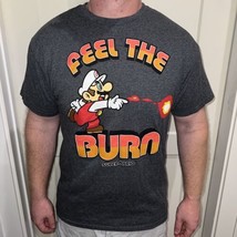 Nintendo Super Mario Size Large Mens Gray Graphic T-Shirt Feel The Burn - $10.88