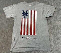 New York Mets Shirt Adult Medium Gray 4th of July Flag Sports Crate USA ... - $19.79