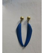 Vintage Blue Enamel Drop Dangle Earrings Pierced 31469 - £14.18 GBP