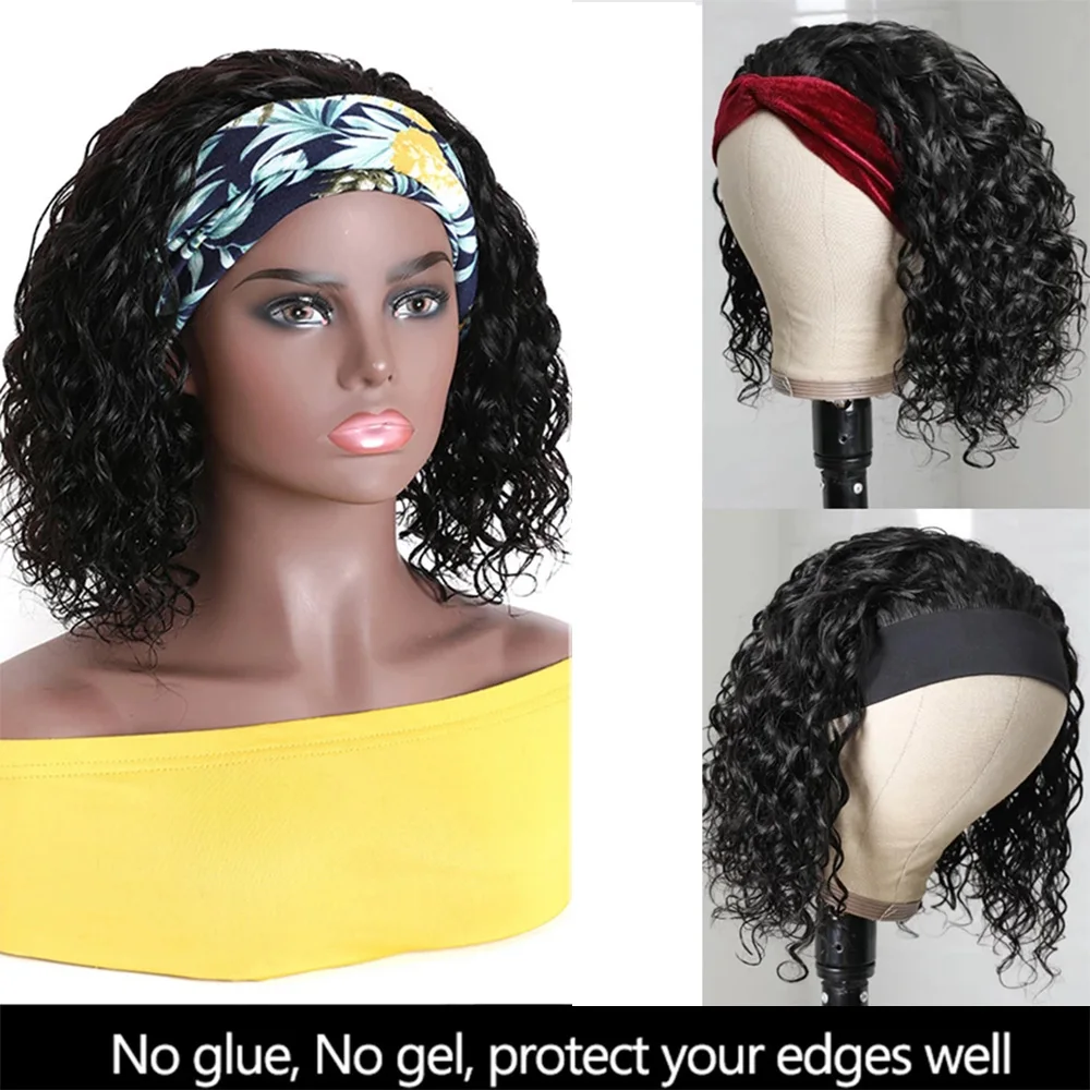 Short Water Wave Bob Headband Wig Natural Wave Short Bob Wigs for Wom - £18.78 GBP+