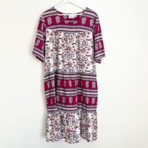 Vermont Country Store Cotton Muumuu Midi Dress Block Floral Boho Burgund... - £22.41 GBP