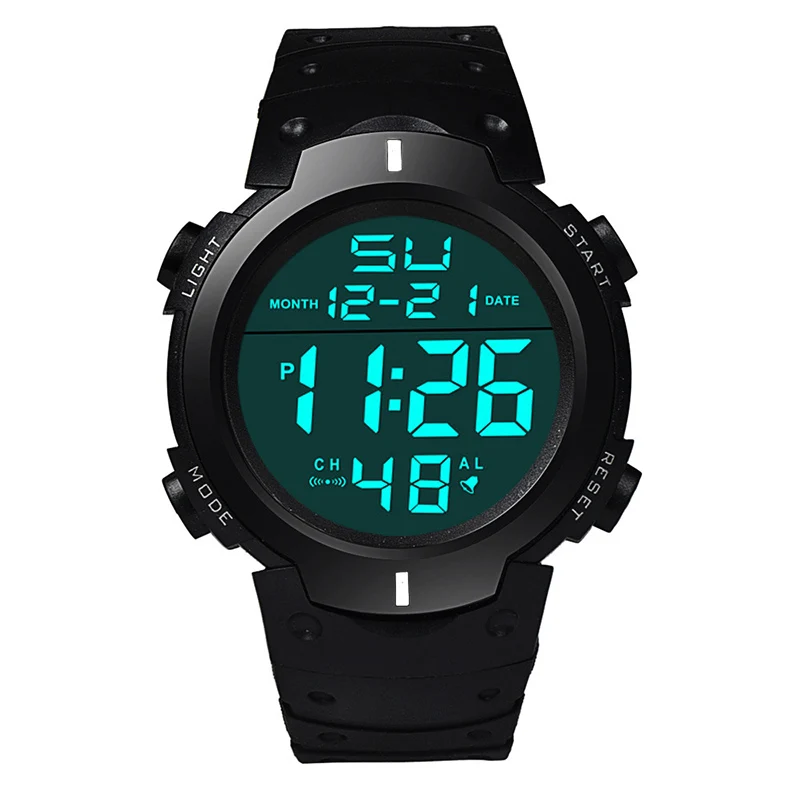 Men Sport LED Watches Top Brand Men Digital Clock Multi-Functional Rubber Man Fi - £12.56 GBP