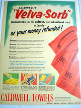 1953 Color Ad Caldwell Towels Velvasorb Softest Most Absorbent Towel in ... - $8.99